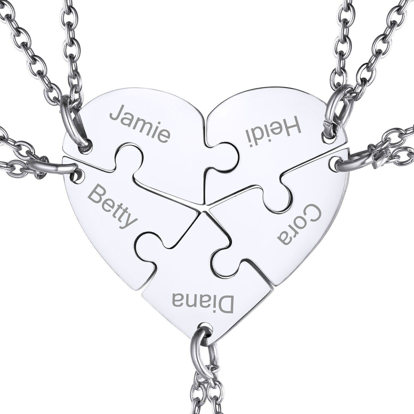 Custom Heart Puzzle Matching Necklaces