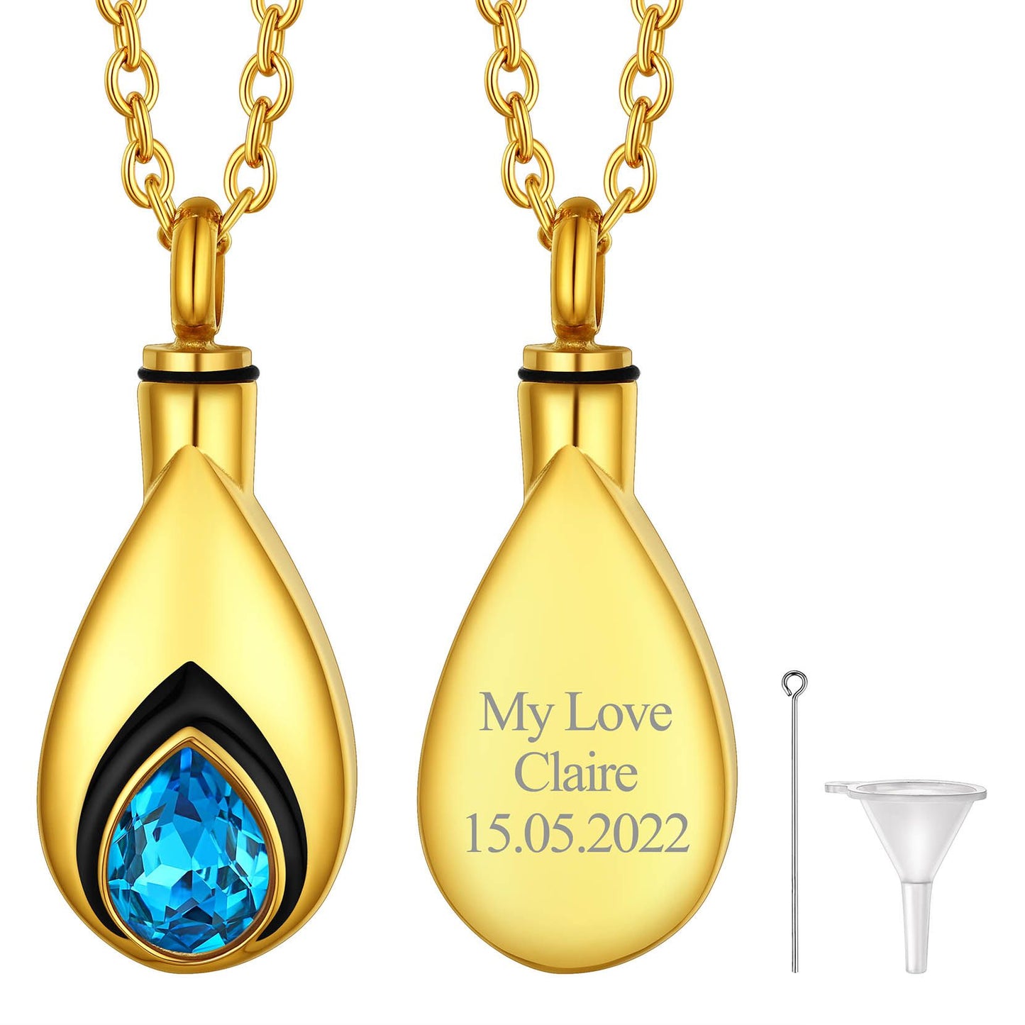 December Birthstone Urn Necklaces Gold Plated RP20476