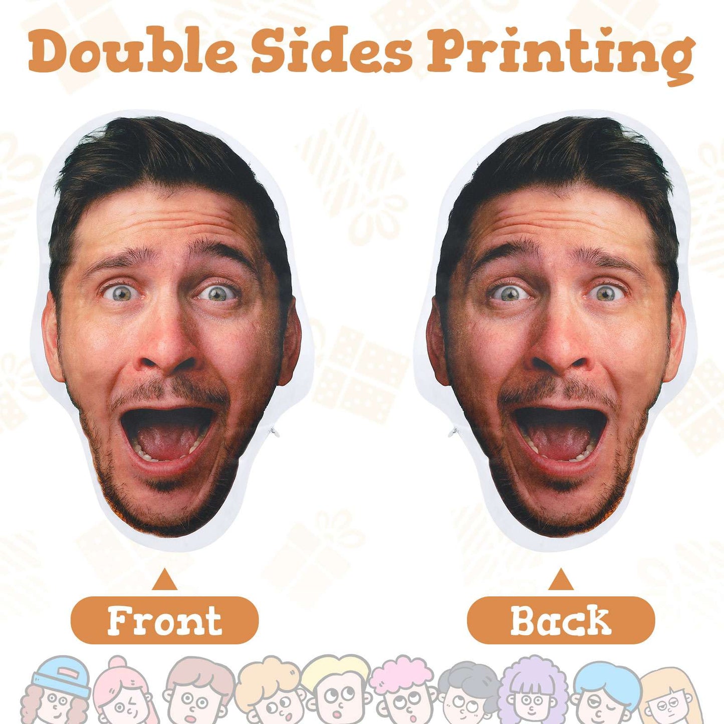 Double sided photo face pillow