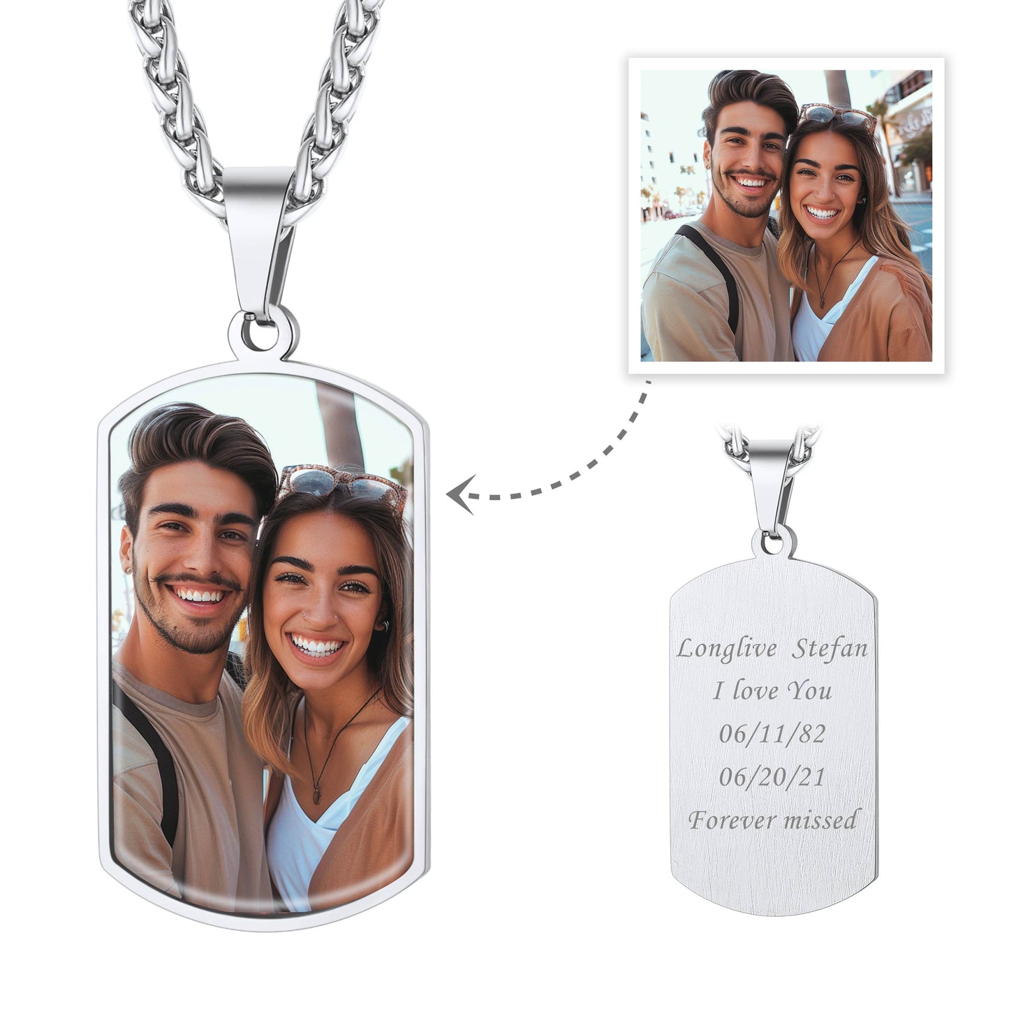 Customized Dog Tag Picture Necklace for Men Women