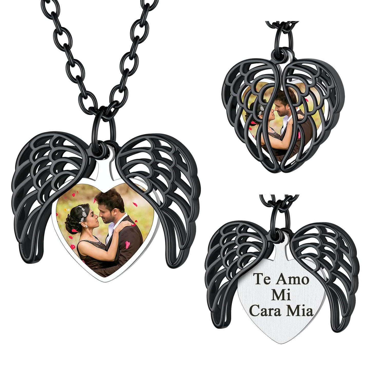 Personalized Hear Photo Angel Wings Locket