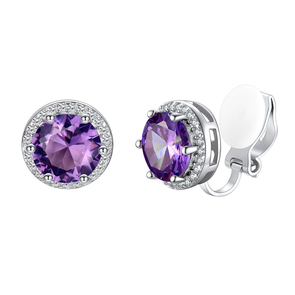 February Birthstone Non-Pierced Clip-on Earrings