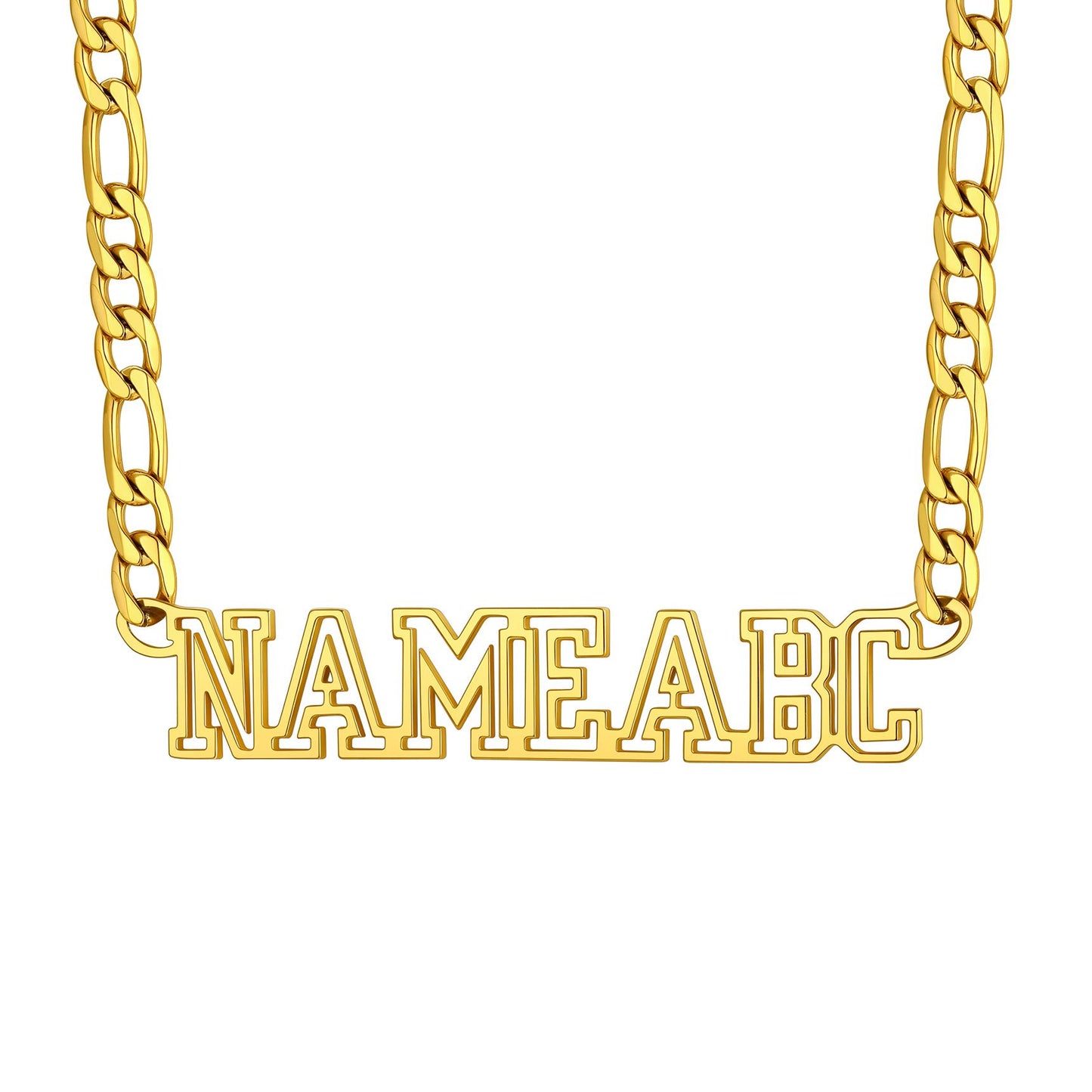 Figaro Chain Name Necklace Gold Plated