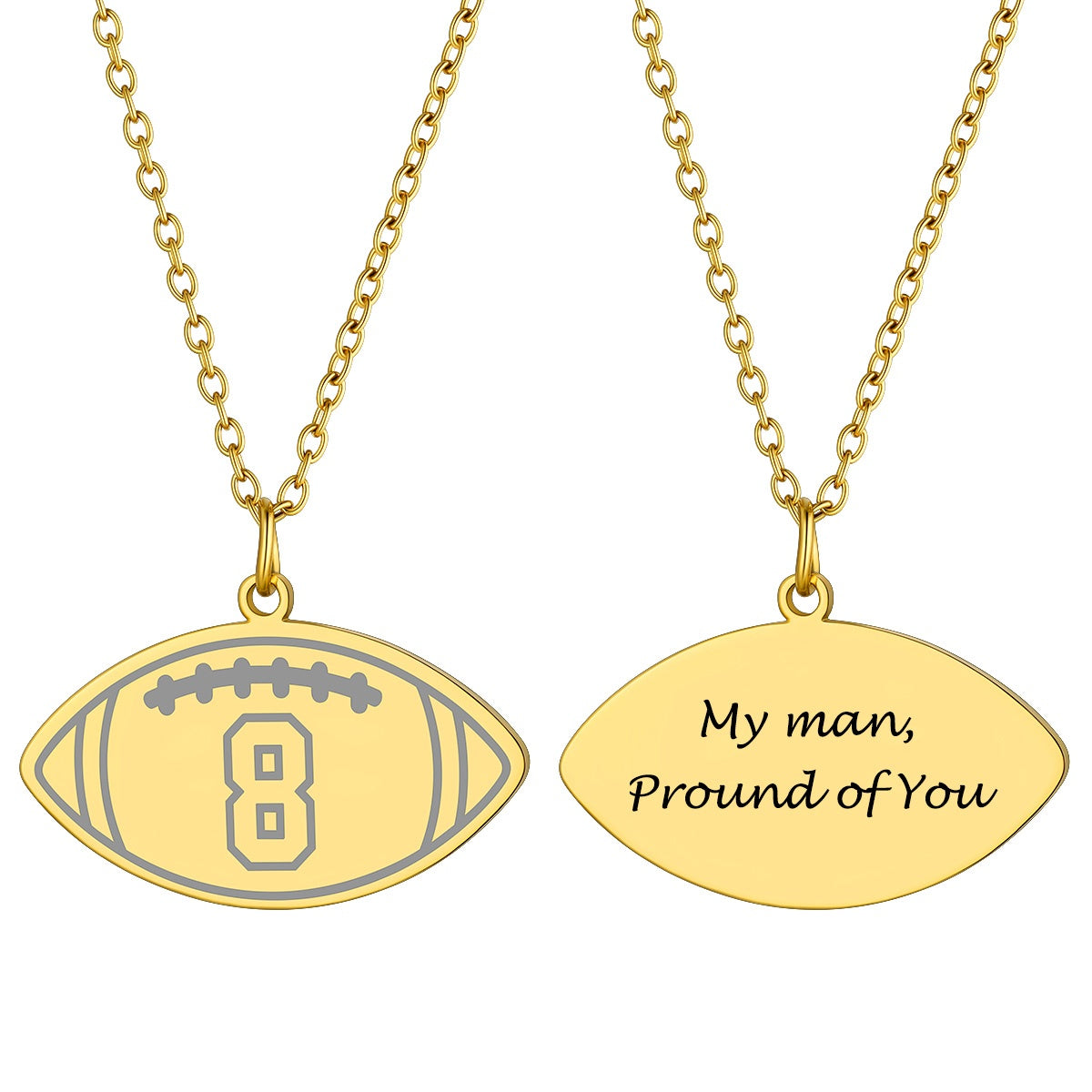 Football Necklaces Jersey Number Necklace Gold Plated