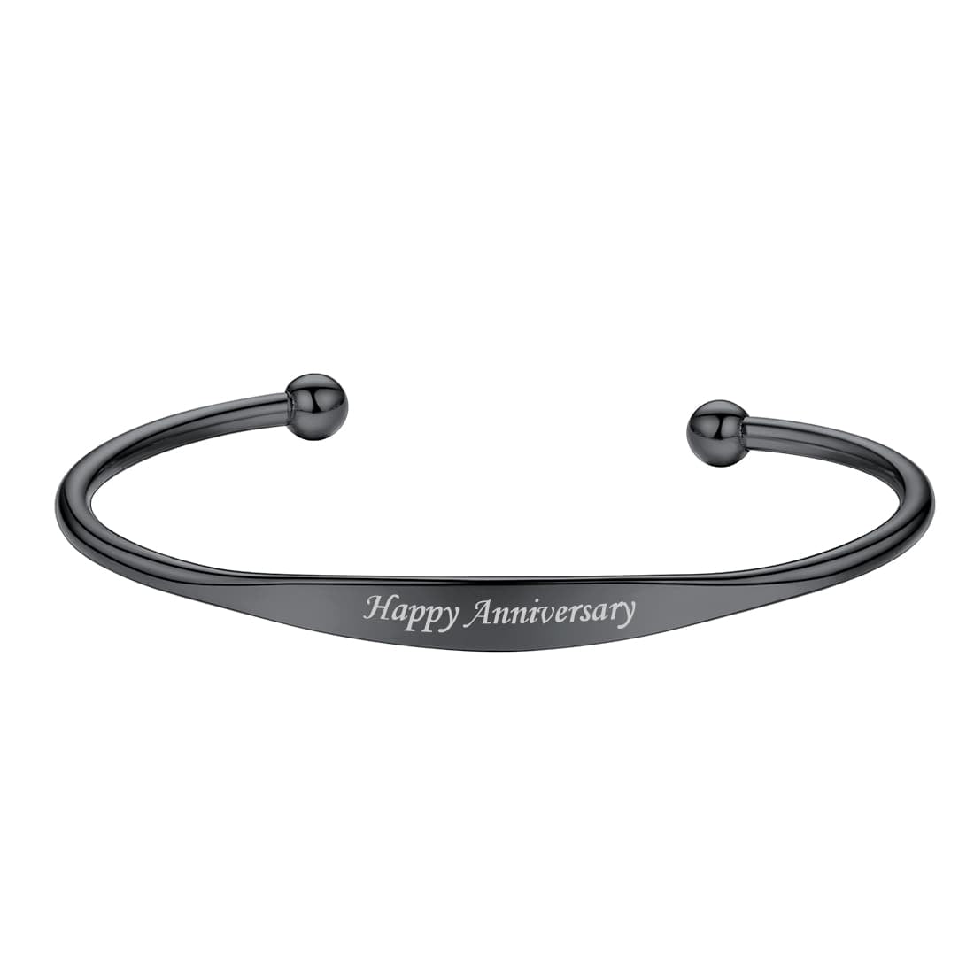Personalized Engraved Cuff Bracelet For Women Black