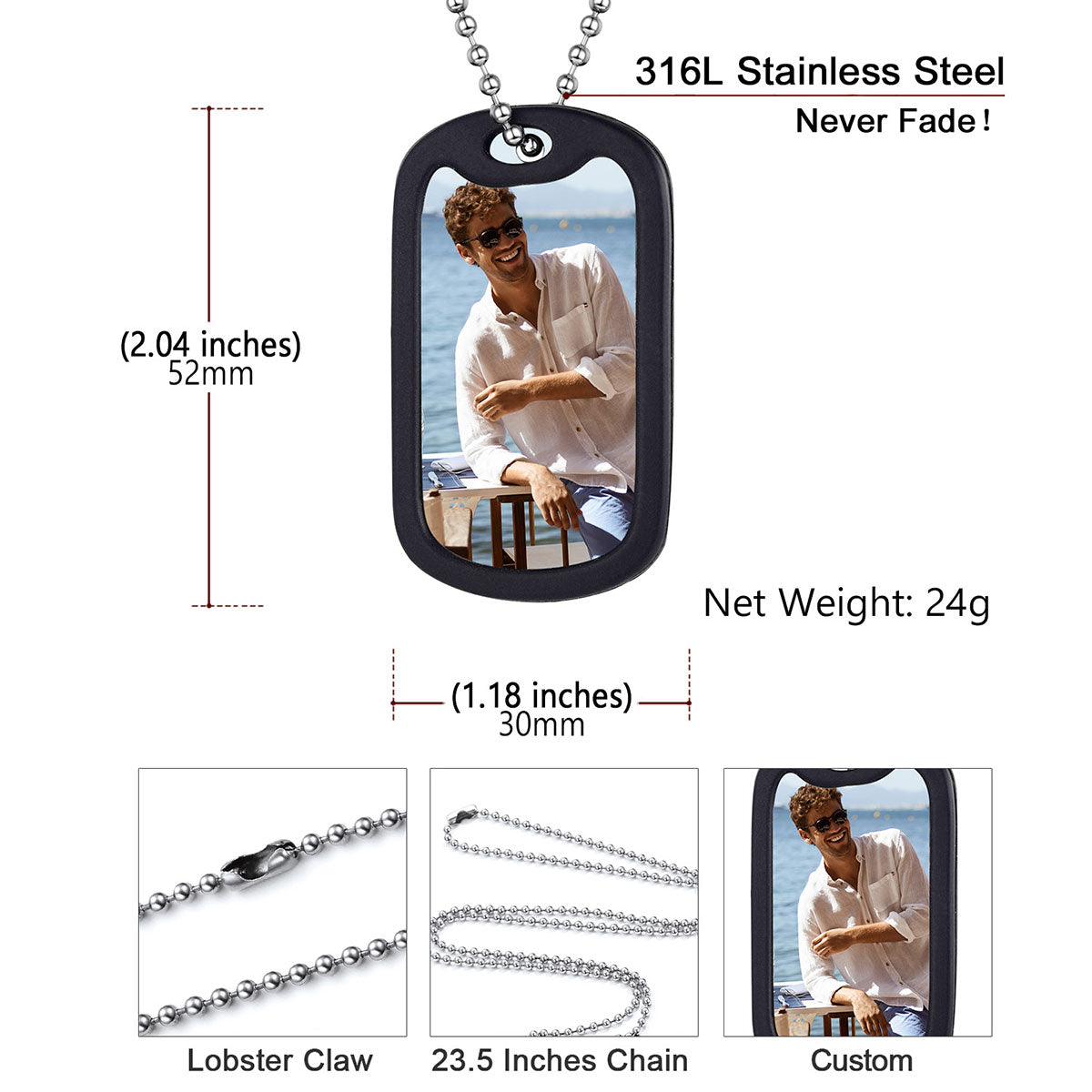 Collier projectif photo personnalisé en argent sterling avec nœud celtique