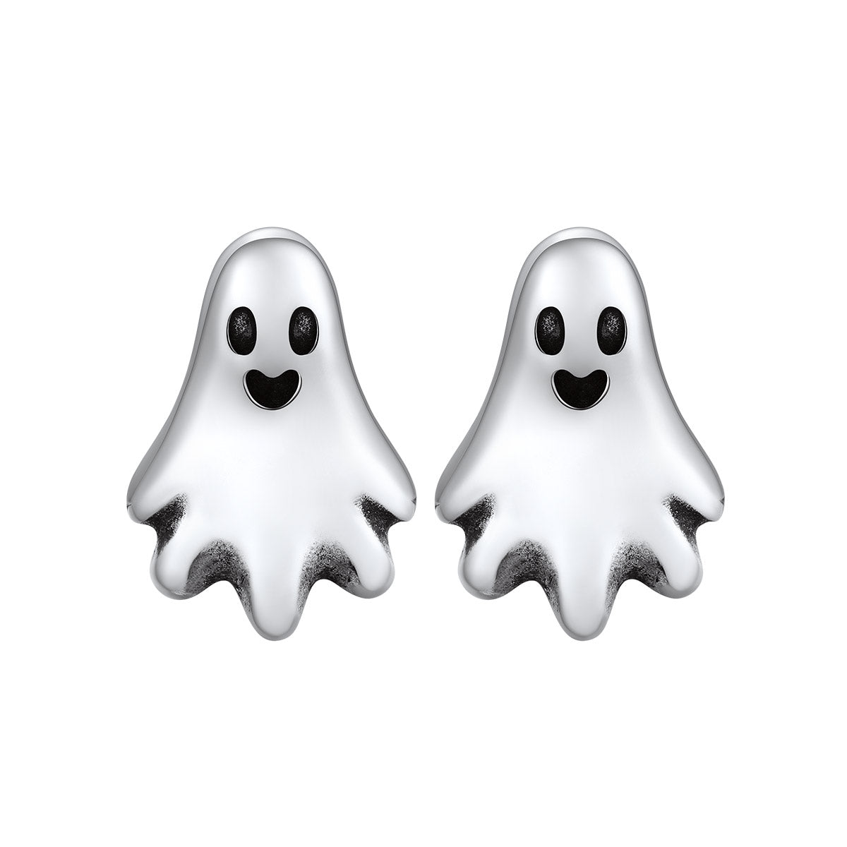 Ghost Stud Earrings for Halloween in Sterling Silver