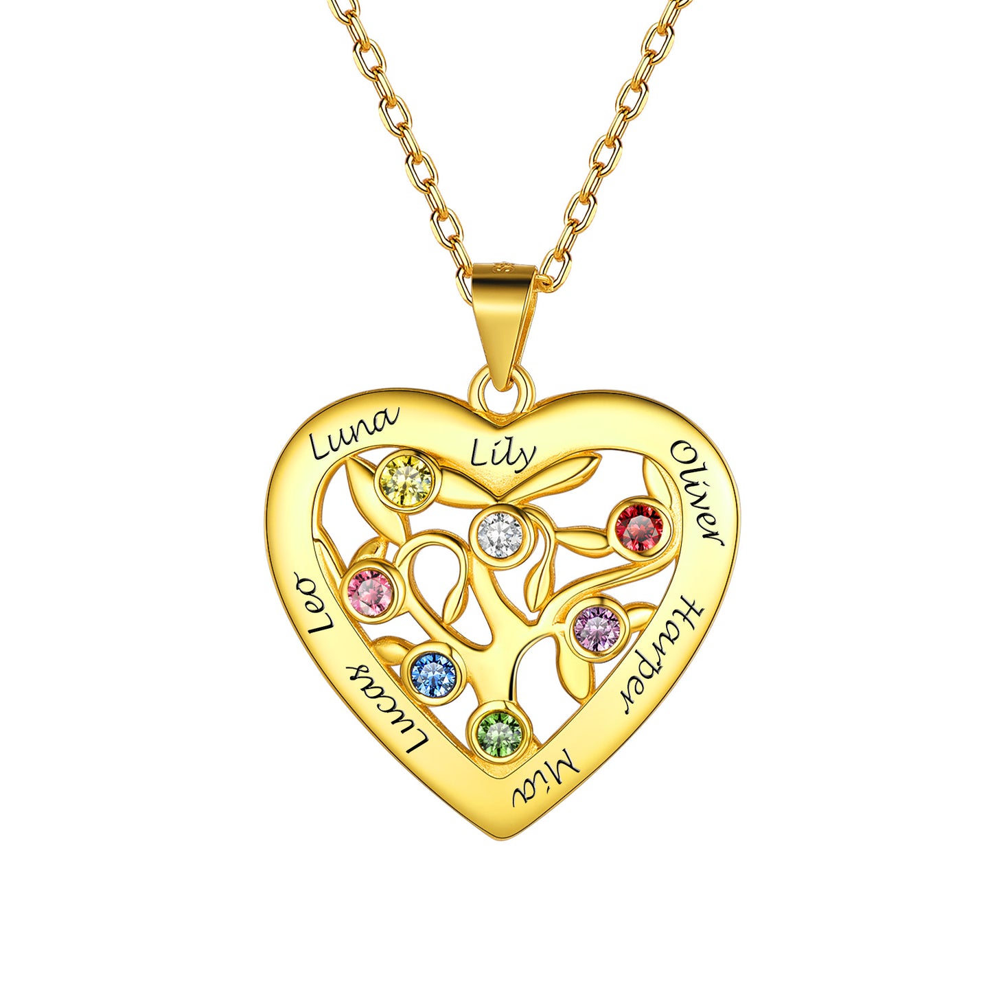 Gold 7 Birthstone Necklace