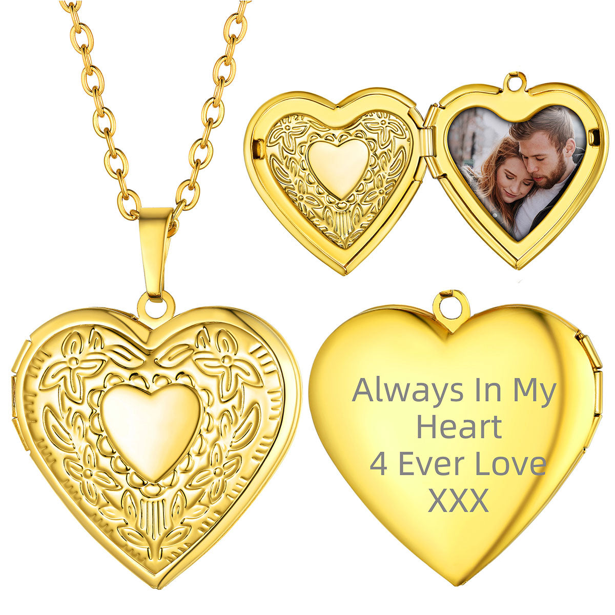 Personalized Picture Necklace Heart Flower Locket