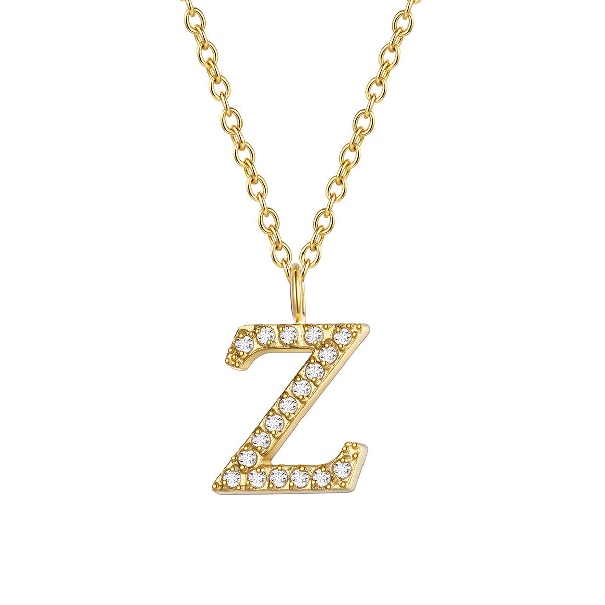 Gold Initial Z Pendant Necklace for Women