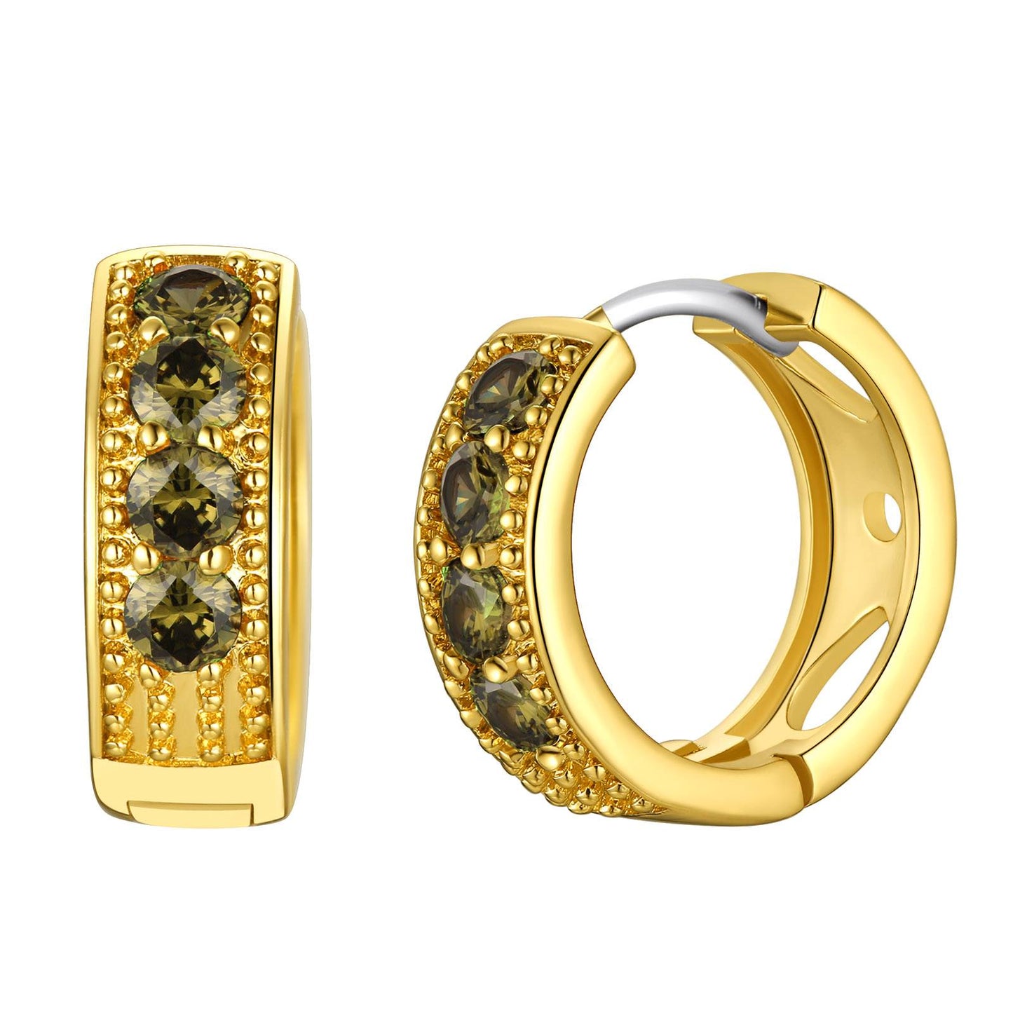 Gold Plated August Birthstone Hoop Earrings