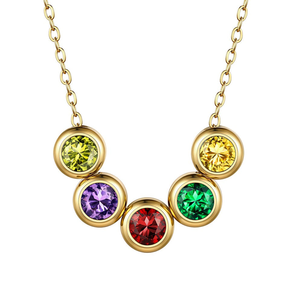 Gold Plated Family Birthstone Necklace 5 birthstone3