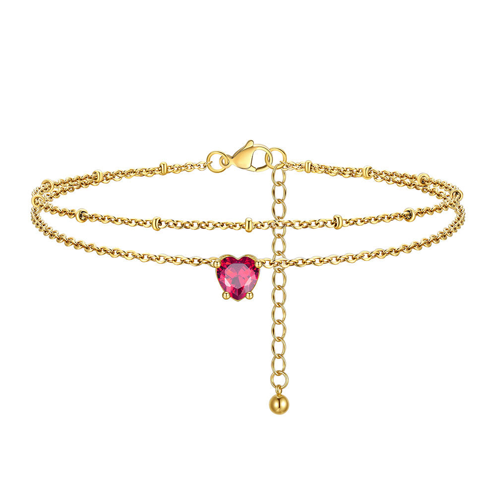 Gold Plated July Birthstone Anklet for Women FIA23770
