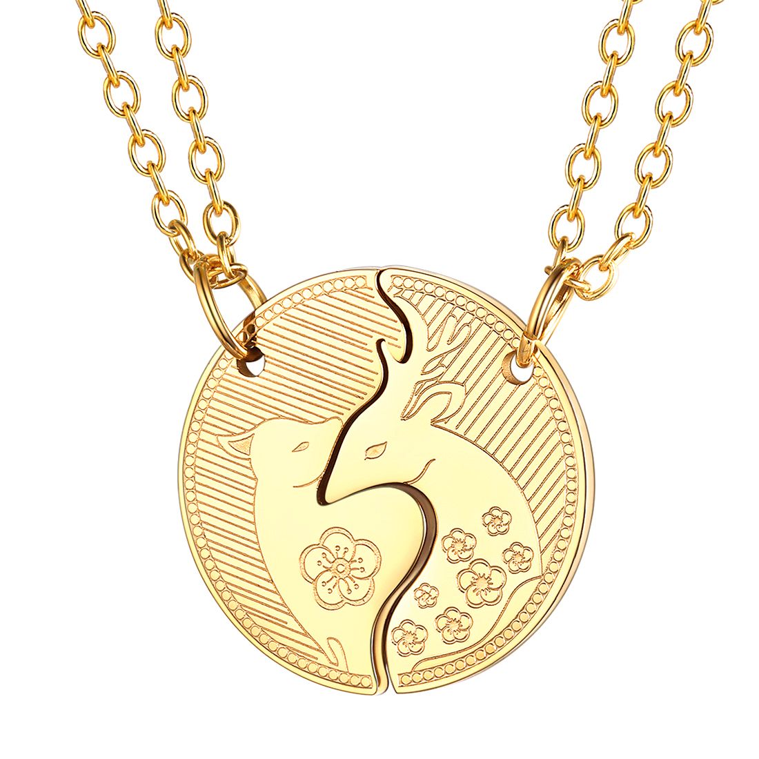 Gold Plated Plated Sika Deer Puzzle Necklaces