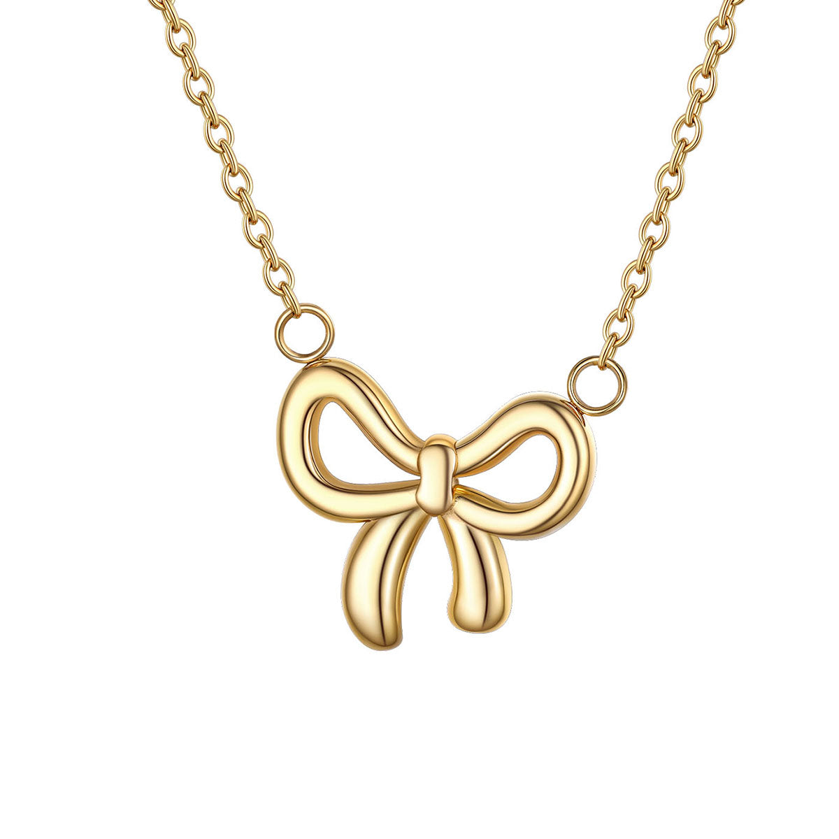Gold Plated Ribbon Bow Necklace