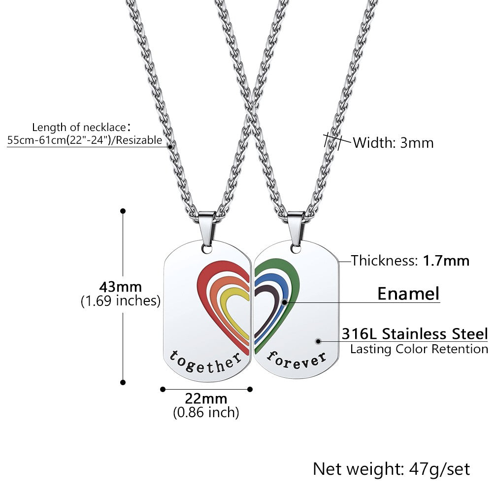 Heart Dog Tag Necklace for Couple-Size