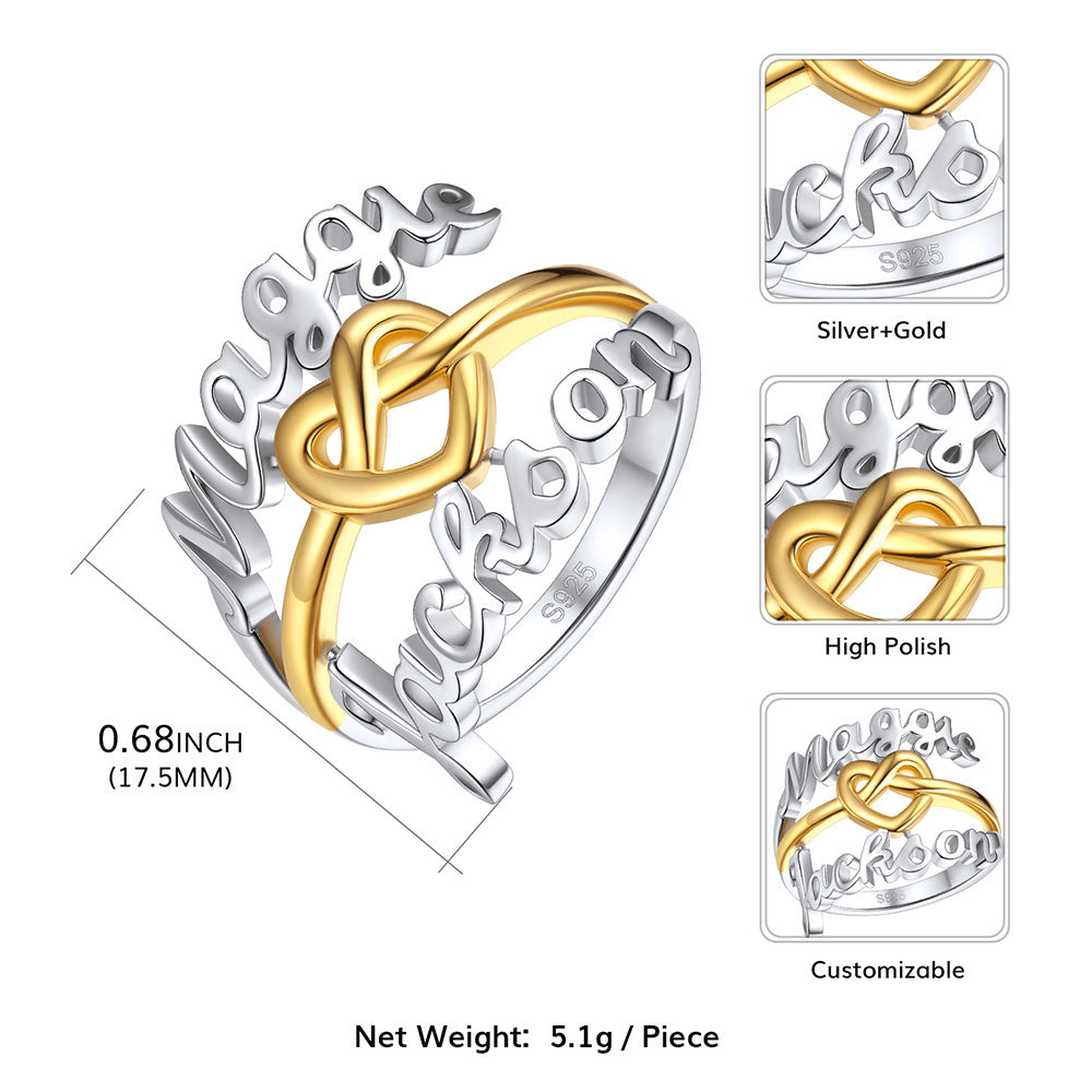 Heart Love Knot Promise Ring for Women Silver/Copper