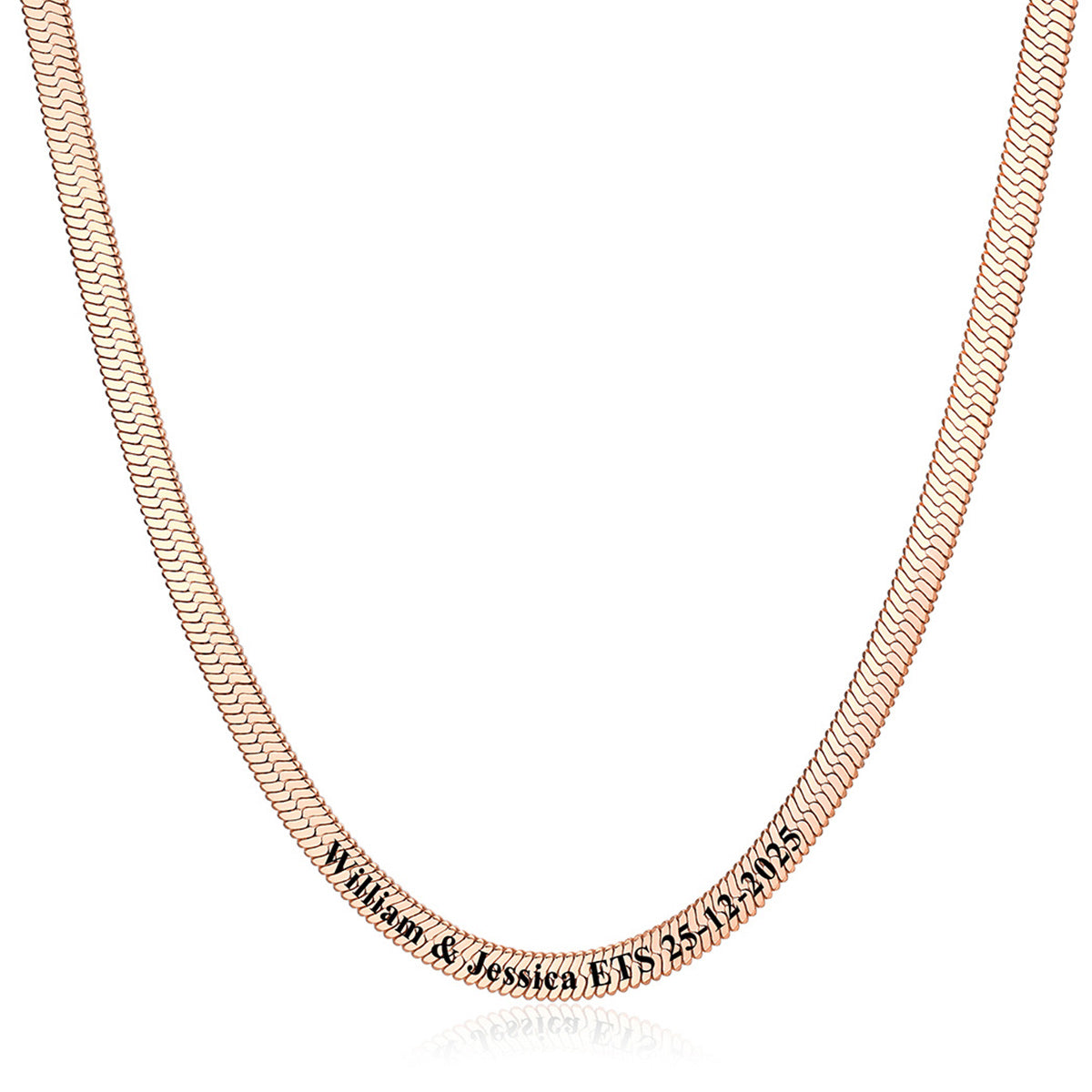 Herringbone Chains Necklace Sentence Rose Gold Plated