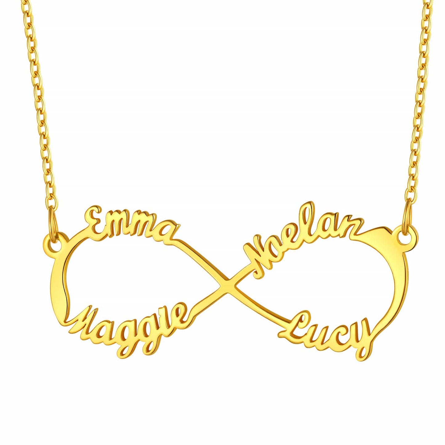Infinity Necklace 4 Name Gold