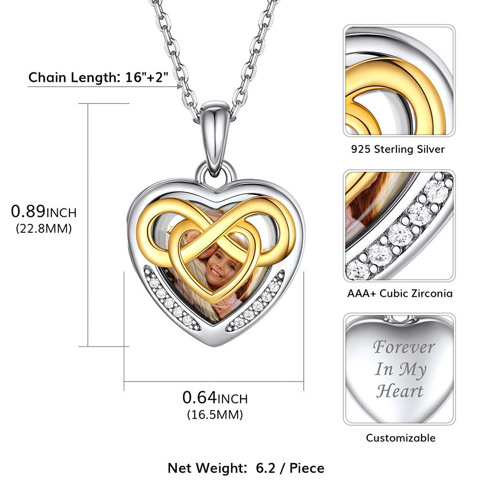 Infinity Love Knot Heart Locket Necklace size