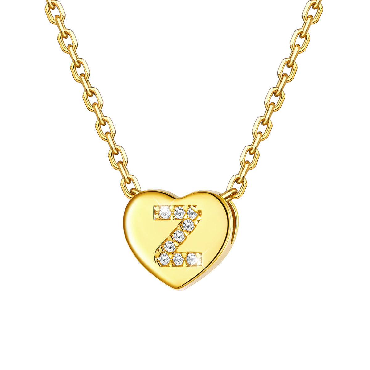 Initial Z Heart Necklace Gold Plated