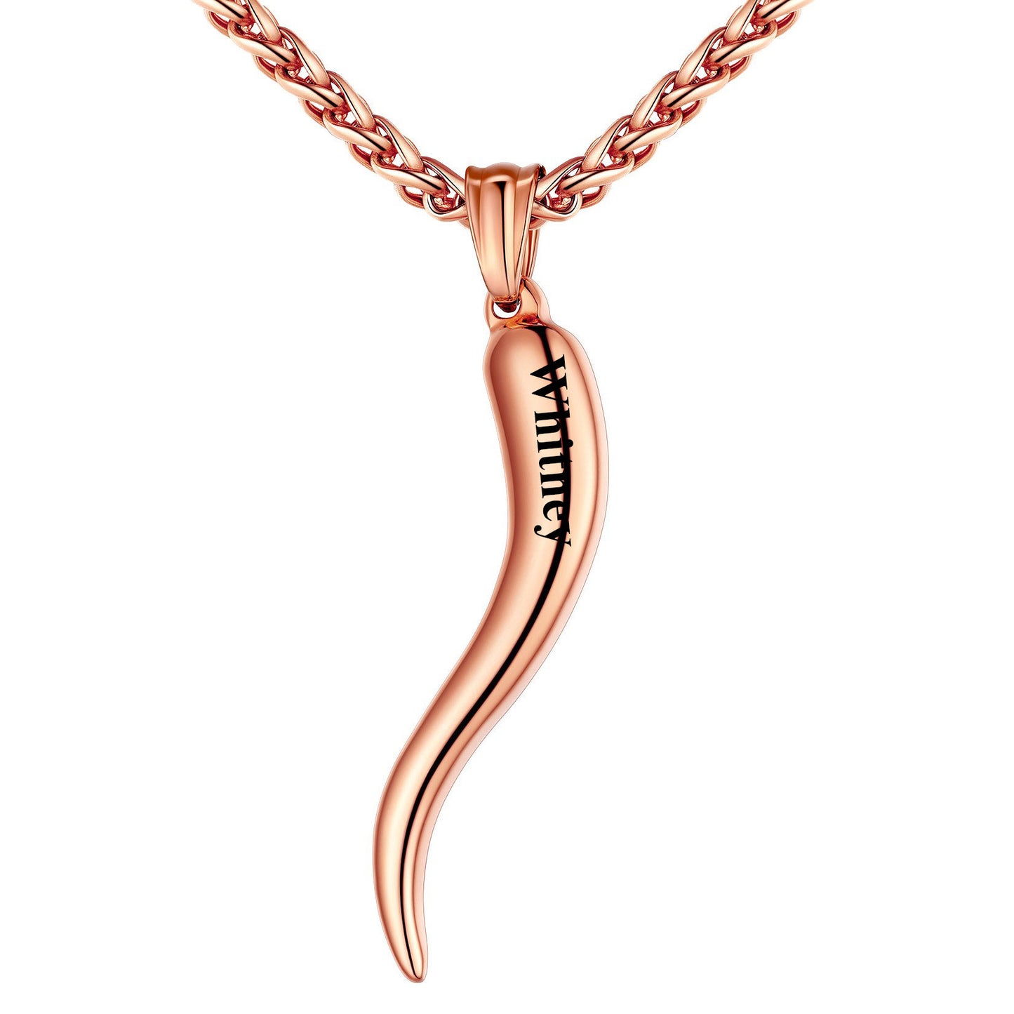 Italian Horn Necklace Cornicello Necklace in Rose Gold Plated