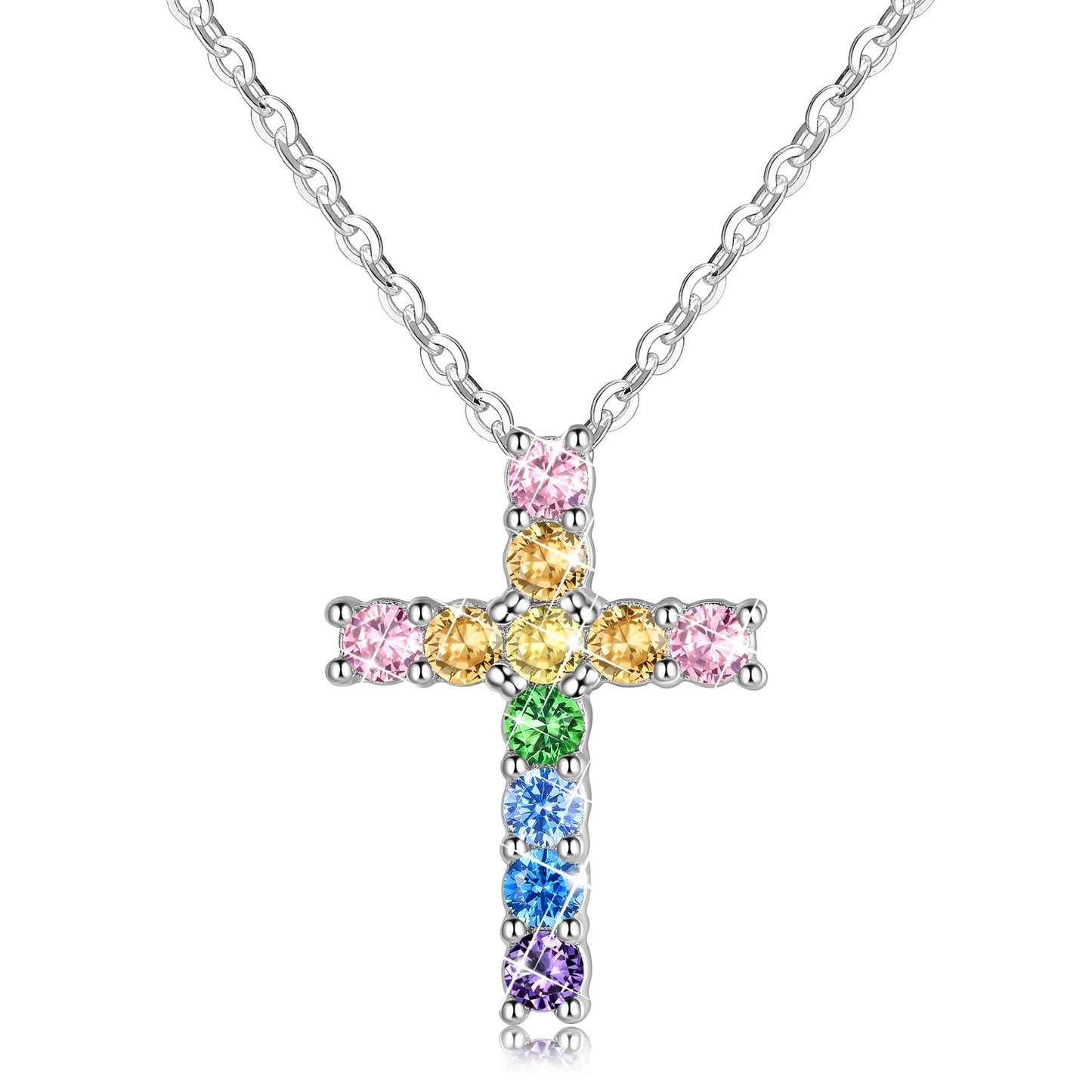 Cubic Zirconia Dainty Cross Necklace for Women