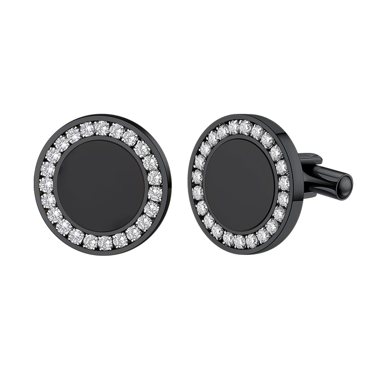 Mens Black Onyx Cufflinks Black Plated
