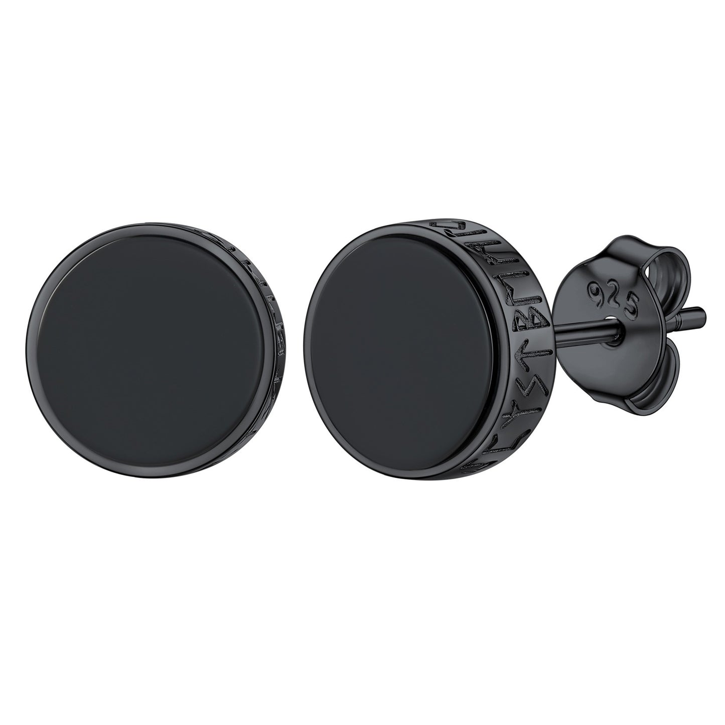 Mens Black Stone Earrings VE19312