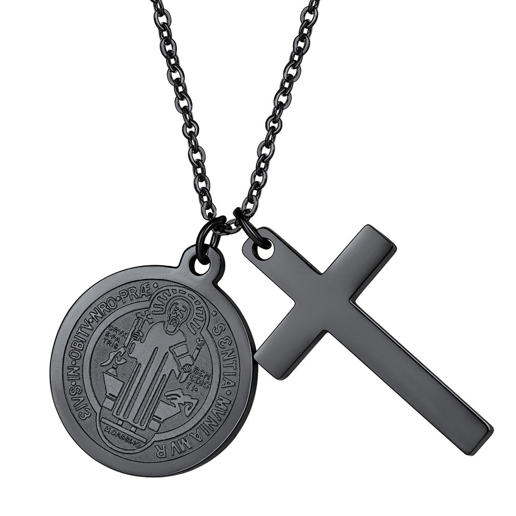 Miraculous Medal Virgin Mary Necklaces Black Plated