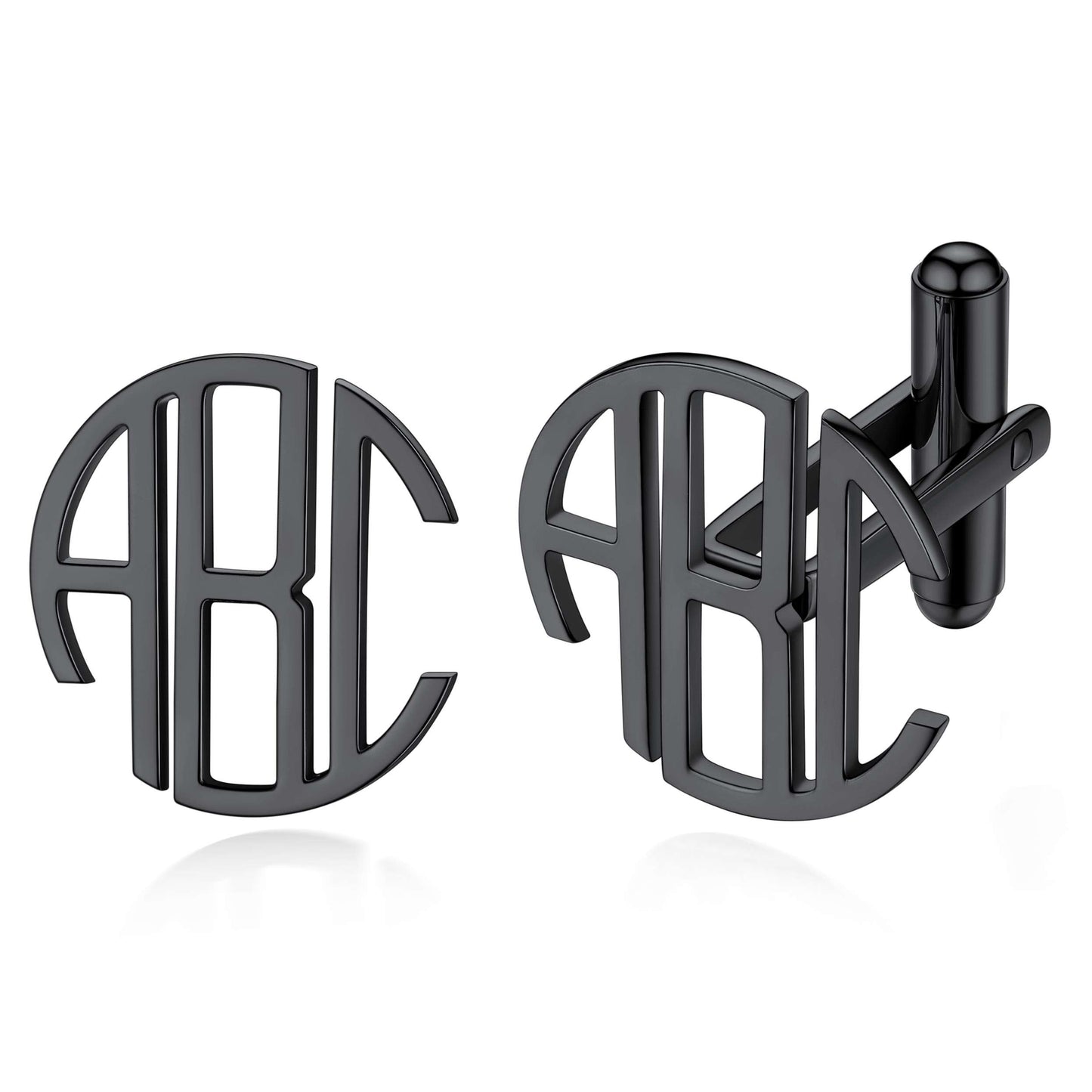 Monogram Initial Cufflinks for Men Black Plated