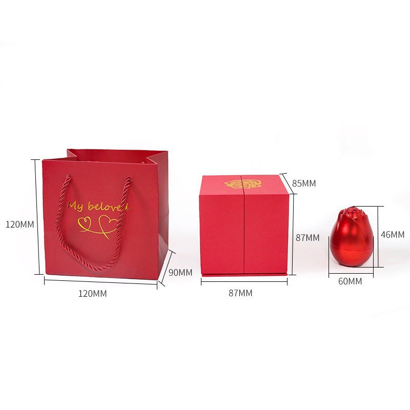 Rose Bouquet Liftable Rose Shaped Jewelry Box Dimension, Detail