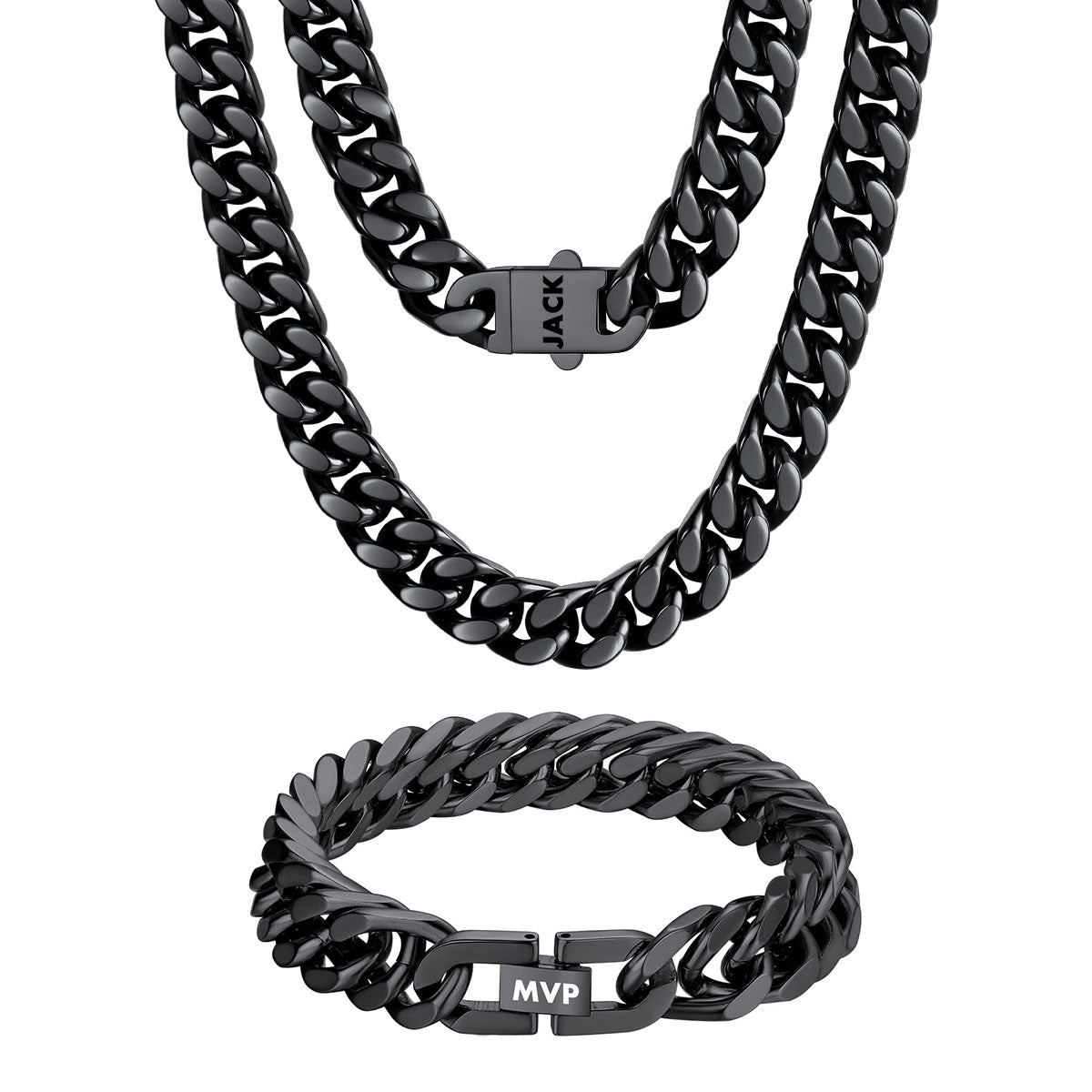 Personalized Engravable Cuban Chain Necklace & Bracelet Set