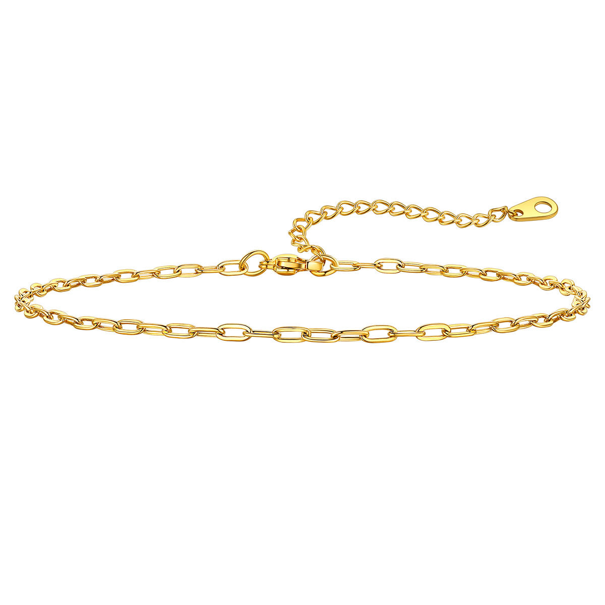 Paperclip Chain Ankle Bracelet 2mm Gold Plated