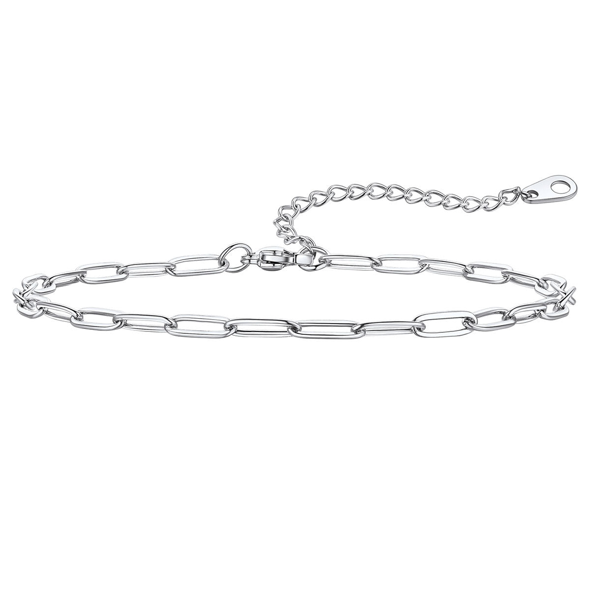 Paperclip Chain Ankle Bracelet 3mm Stainless Steel