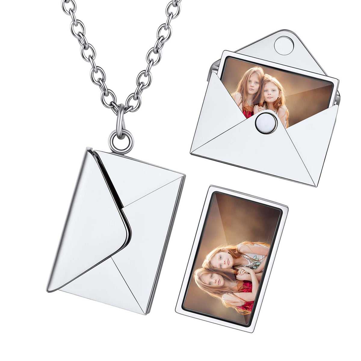 Personalized Envelope Locket Necklace With Custom Photo