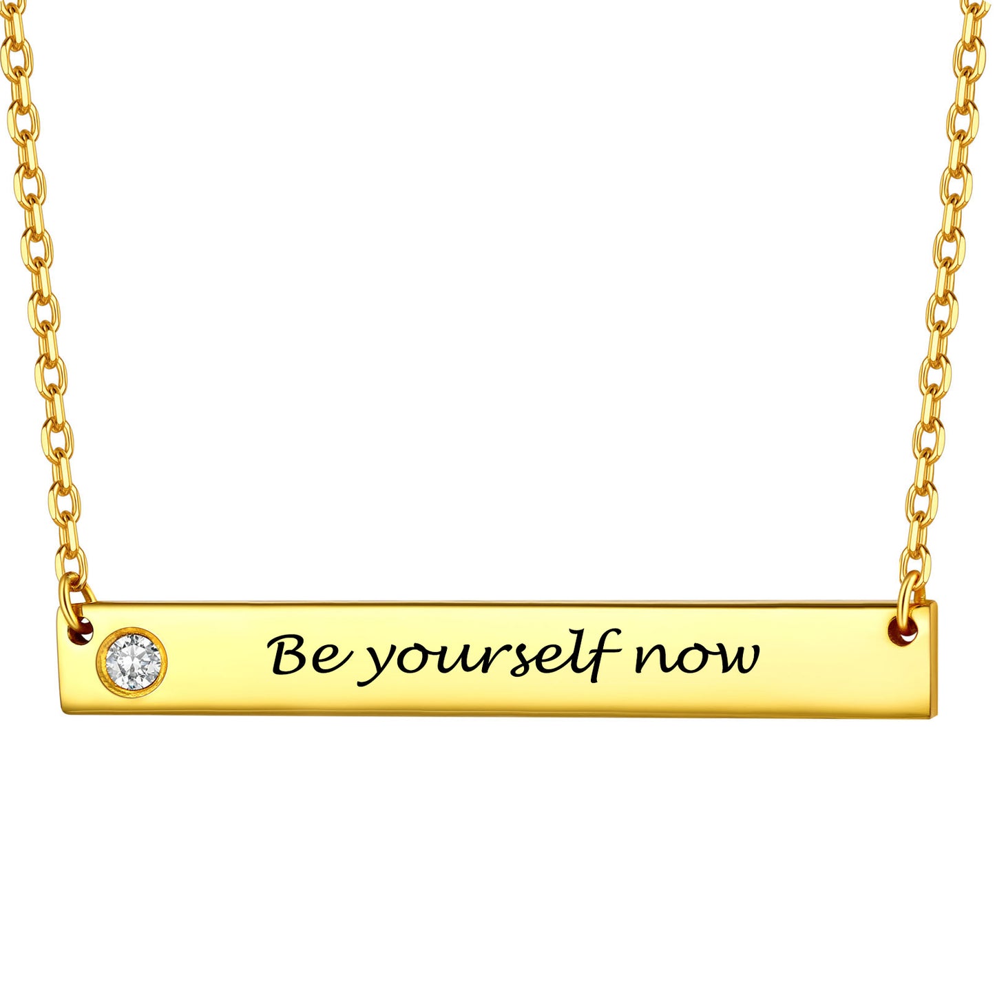 925 Sterling Silver Personalized Bar Necklace With Birthstone