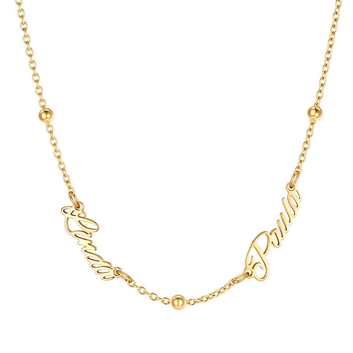 Personalized 2 Nameplate Necklace Gold Plated