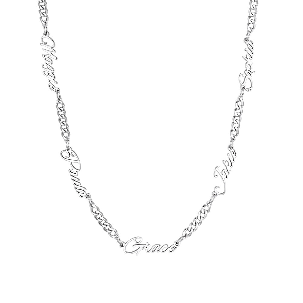Personalized 5 Nameplate Cuban Link Necklace