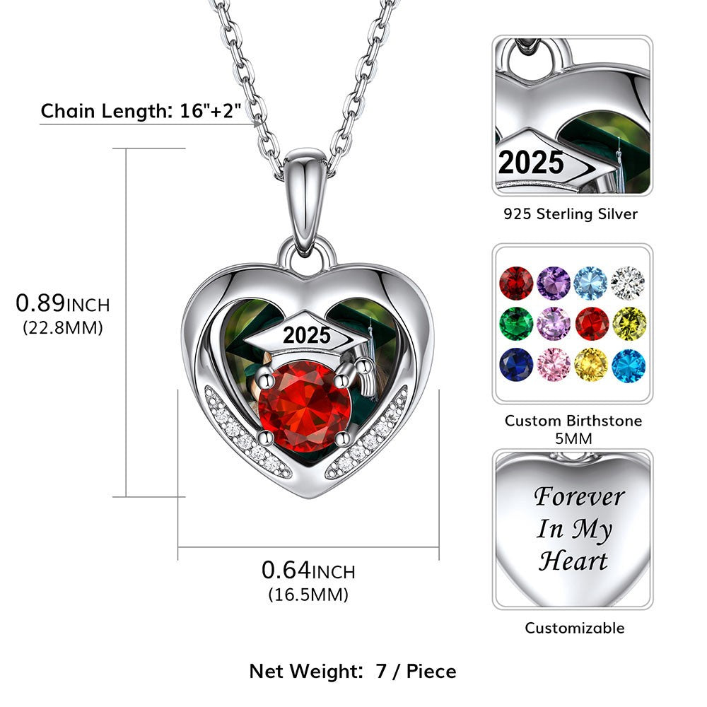Personalized Birthstone Graduation Cap Locket Necklace size