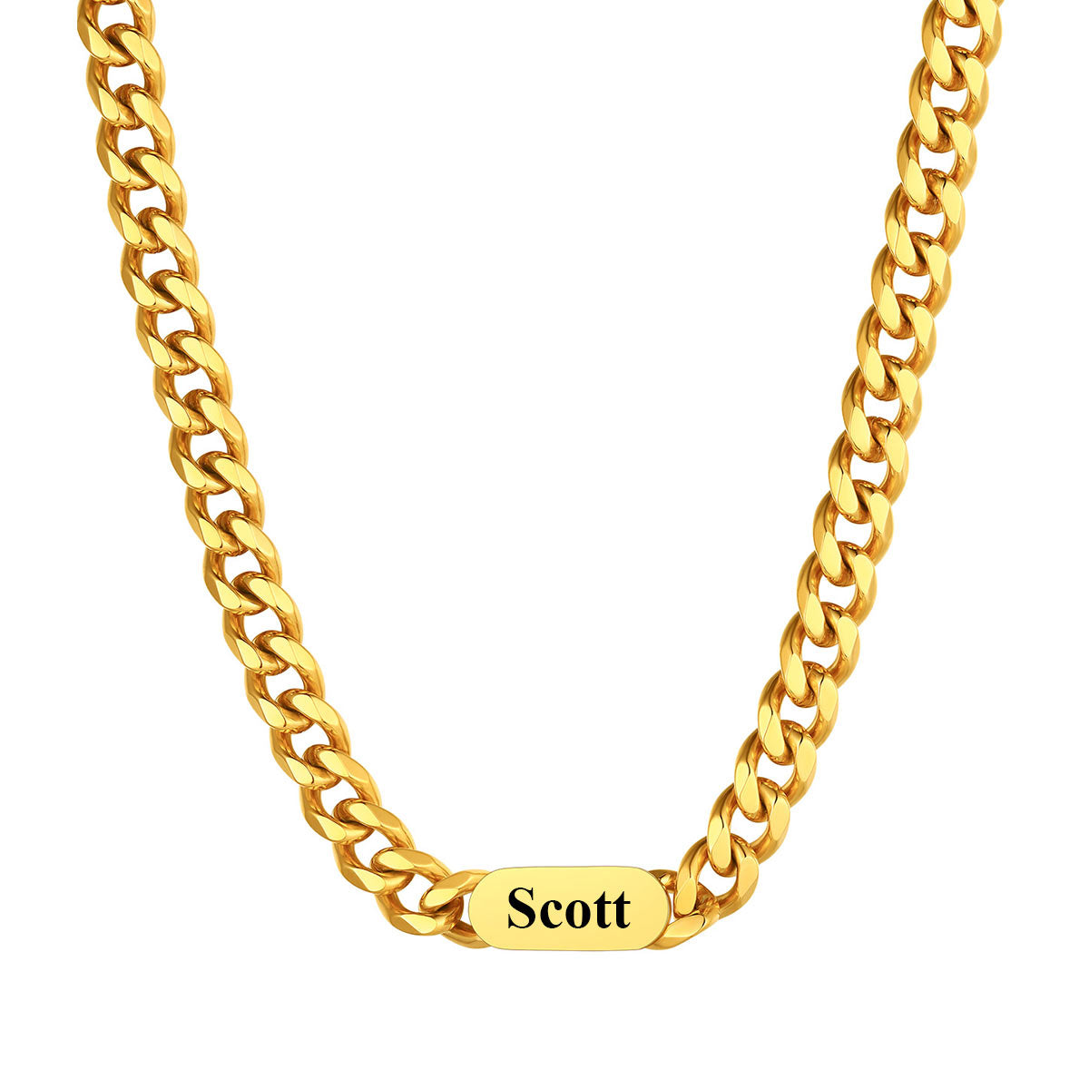 Personalized Cuban Link Chain Choker Necklace Gold Plated