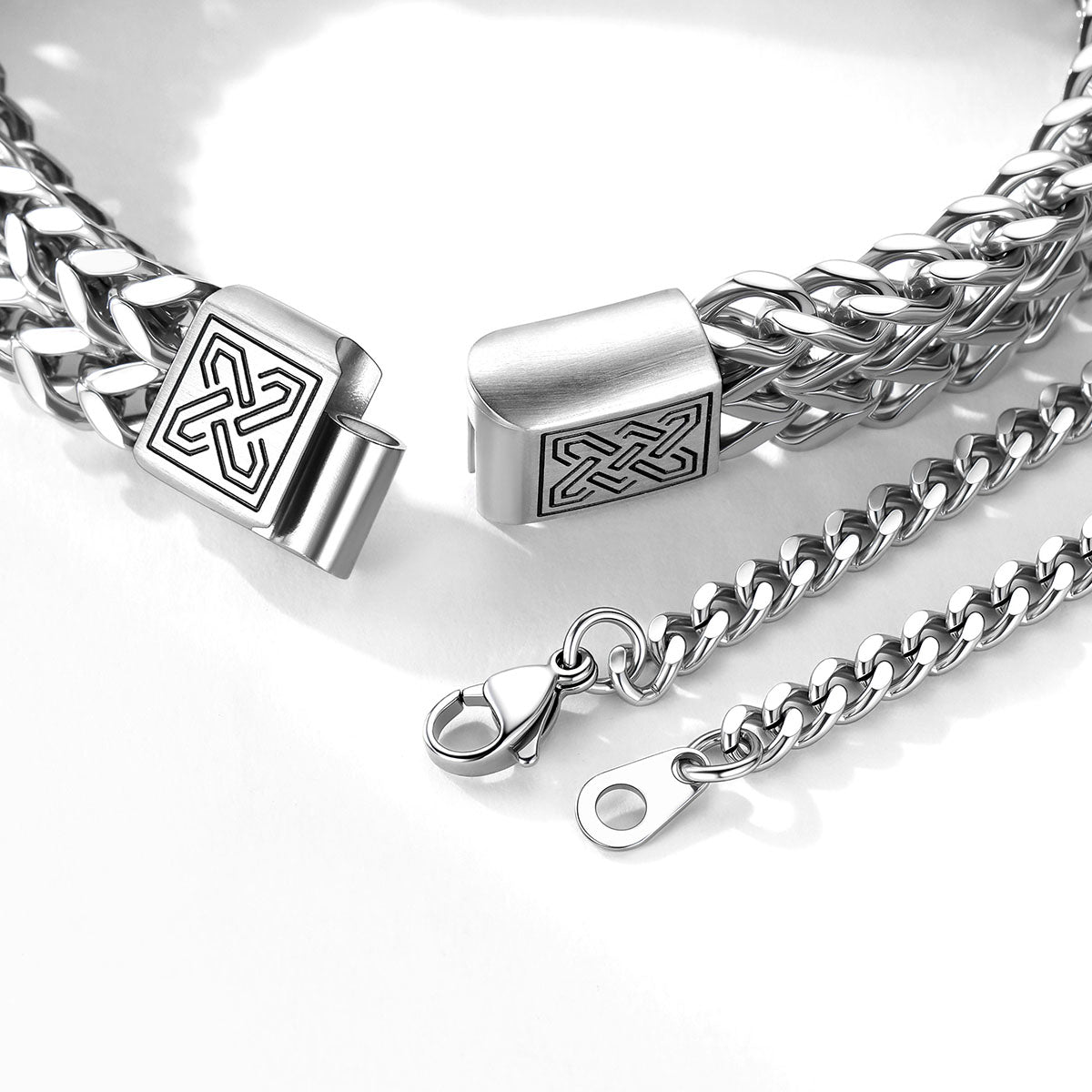 Personalized Engravable Handcuff Chain Bracelet for Couples on a white background
