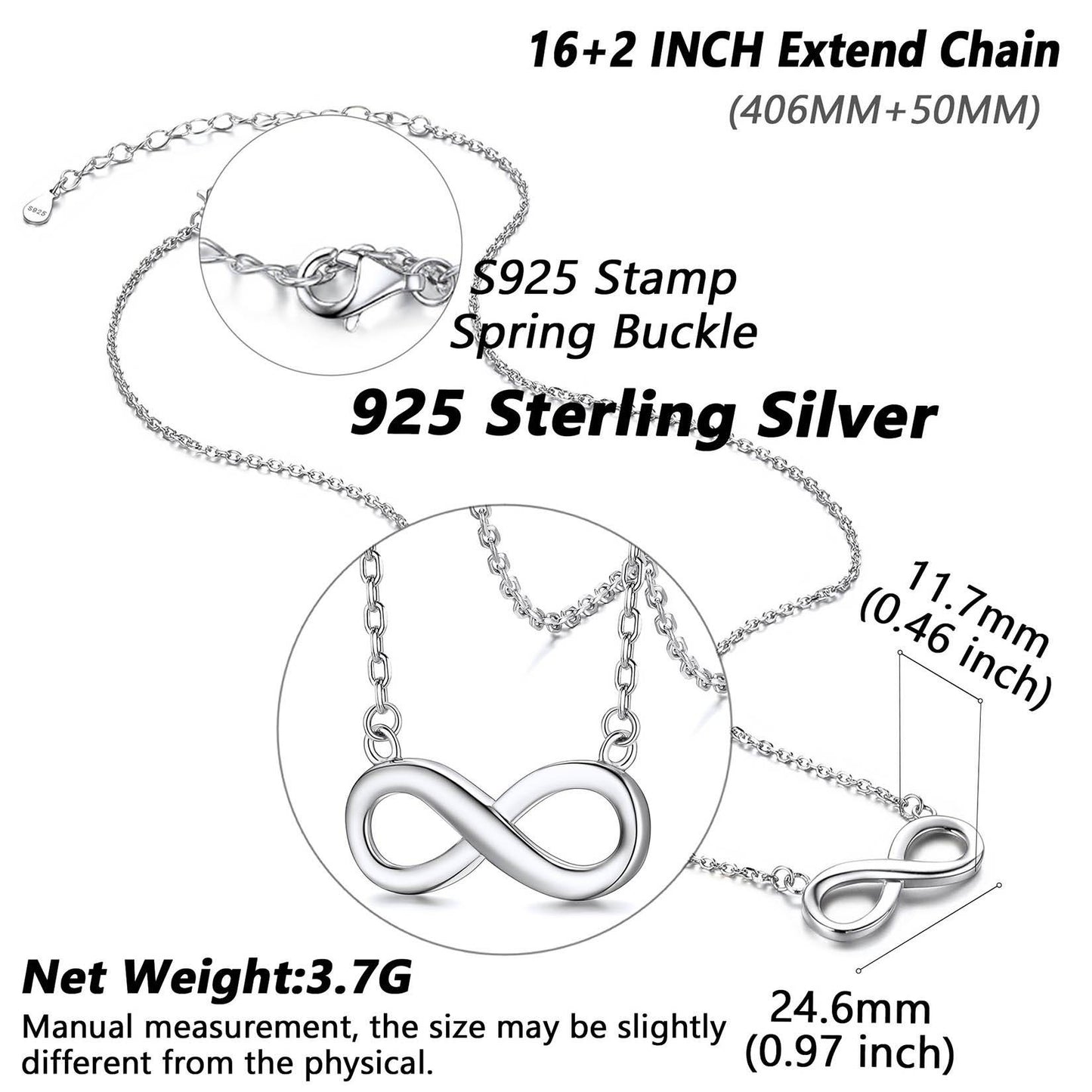 Personalized Engravable Infinity Necklace Dimension, Hypoallergenic