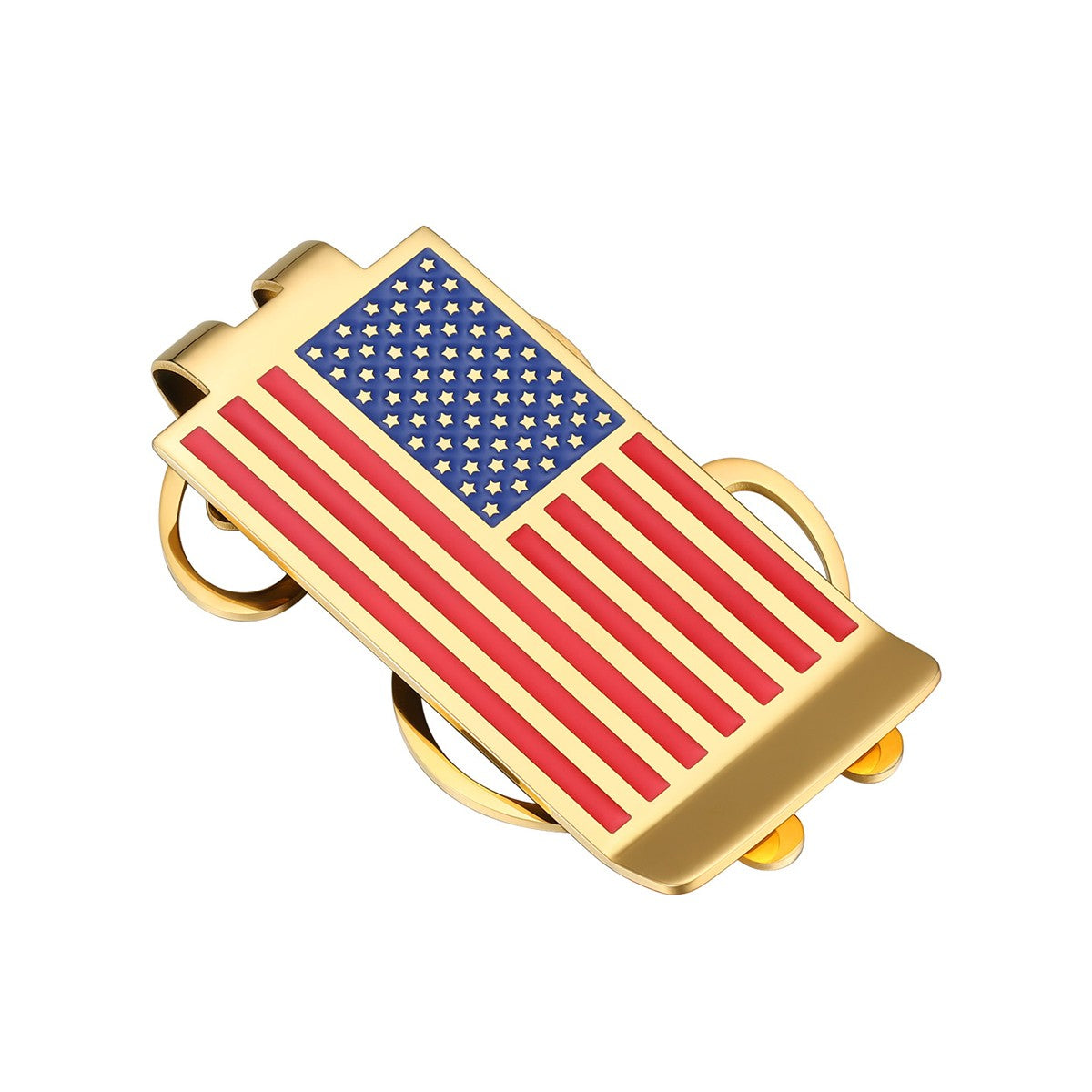 Personalized USA Flag Money Clip Wallet Credit Card Holder Gold Plated