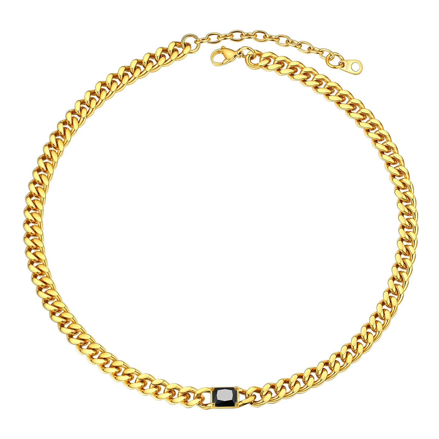 Personalized black stone Cuban Link Choker Necklace Gold plated