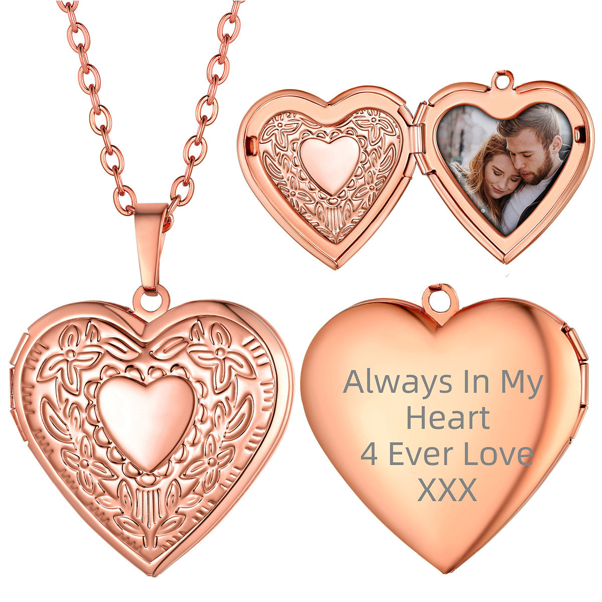 Personalized Picture Necklace Heart Flower Locket