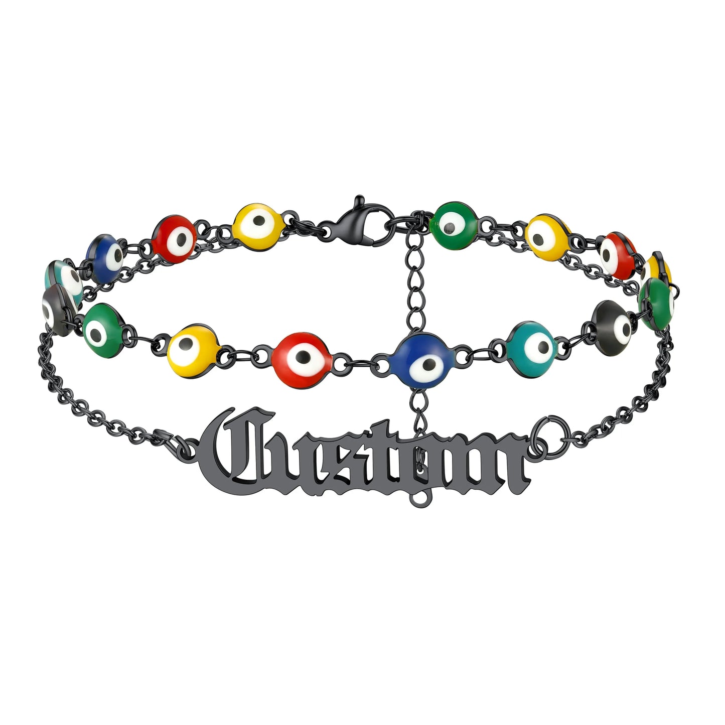 Personalized Name Evil Eye Anklets For Women