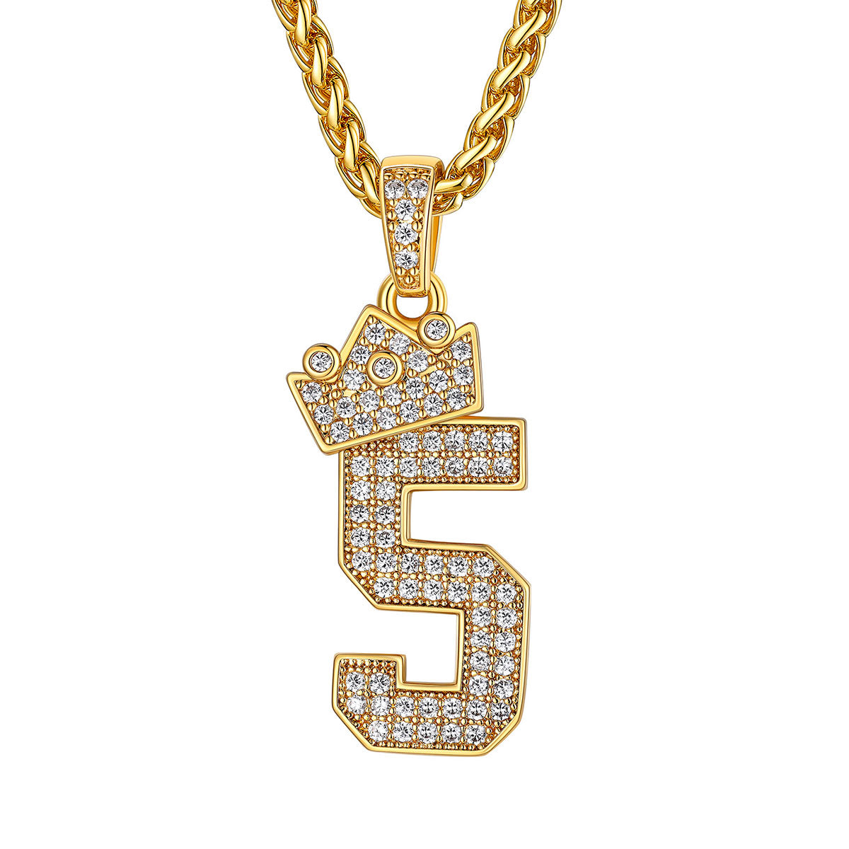 Bling Cubic Zircoina Crown Number Necklace