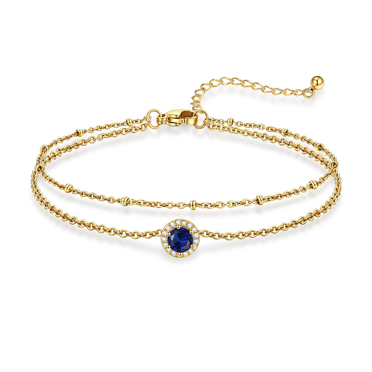 September Birthstone Layer Halo Anklet Gold Plated