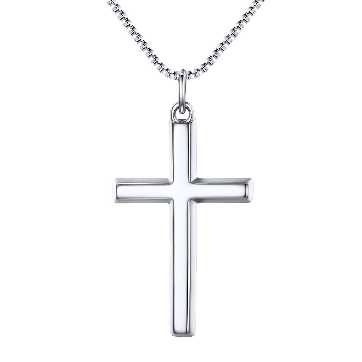 Silver cross pendant on a white background Large Size